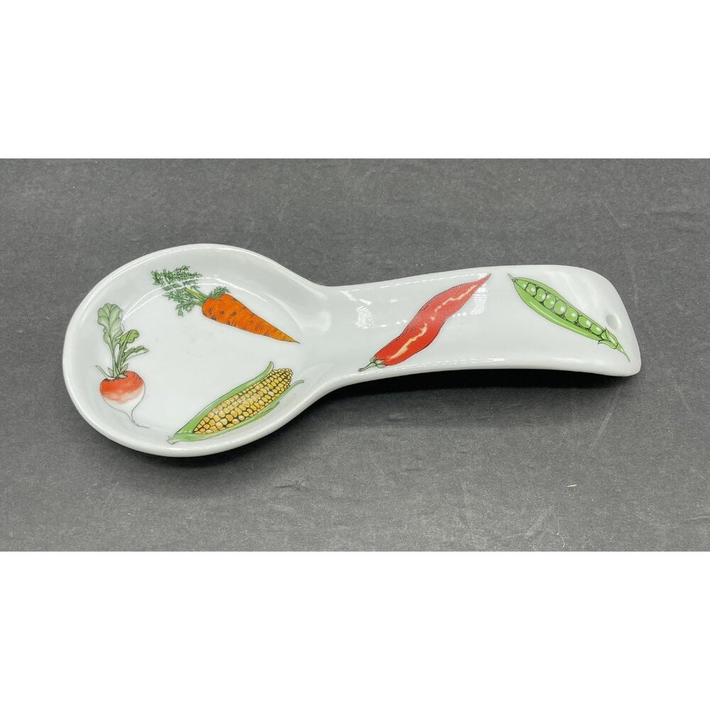 BIA Cordon Bleu White With Assorted Vegetables Spoon Rest Ceramic 10 Inches